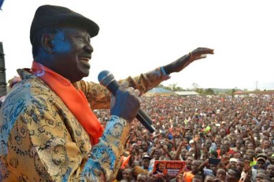 Opposition leader Raila Odinga at a past rally (file photo).