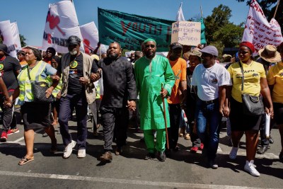 Community leaders from immigrant communities led the march through Hillbrow.