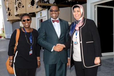 Le président de la BAD, Akinwumi Adesina, visitant l'aéroport de Marrakech-Menara, le vendredi 7 avril, 2017.