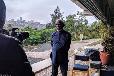Morgan Freeman spent half a day at Kigali Genocide Memorial filming for a new documentary.