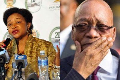 Left: Speaker of Parliament Baleka Mbete. Right: President Jacob Zuma.