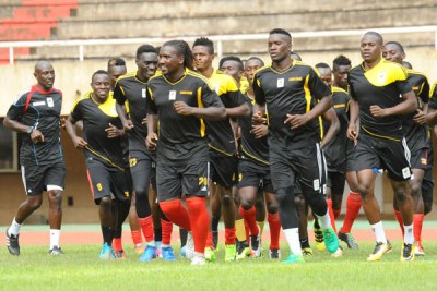 Cranes players train ahead of the Fifa World Cup qualifier against Egypt this week.