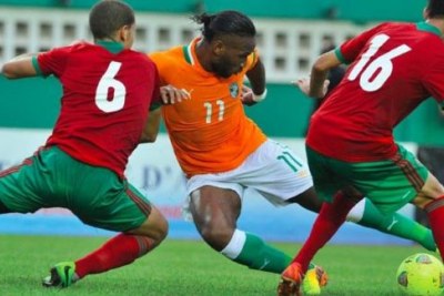 Les éléphants de Côte d`Ivoire dispute le match de qualification pour la Coupe du Monde 2018 contre le Maroc