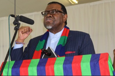 Namibian President Hage Geingob addressing the congress of the ruling Swapo party. (file photo).