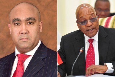 Left: Prosecuting Chief Shaun Abrahams. Right: President Jacob Zuma.