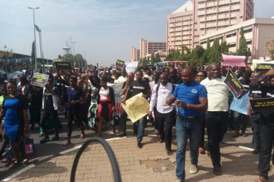Protesters besieged the National Assembly in Abuja to oppose passage of a bill that would establish a regulatory commission. for non-governmental organisations.