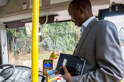 The Tap&Go innovation has revolutionised public transport in Rwanda (file photo).