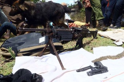 Firearms confiscated by police at a homestead in Bahati, Nakuru County, on March 16, 2017.