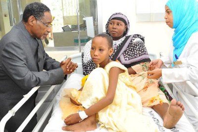 Zanzibar’s Minister for health and social welfare, Hamad Rashid Mohammed interacts with the patients on the island.