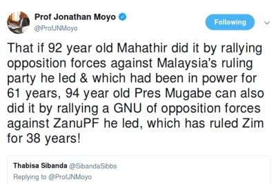 Jonathan Moyo tweet.
