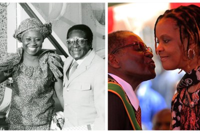 Left: Former president Robert Mugabe and the late Sally Mugabe. Right: Robert Mugabe and Grace Mugabe (file photo).