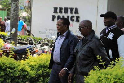 National Youth Service suspects leave Muthaiga Police Station for the Milimani Law Courts.