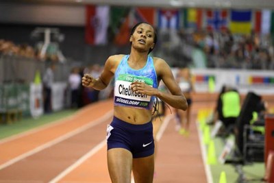 Beatrice Chepkoech crossing the line in a Kenyan record 4:04.21 in Düsseldorf (file photo).