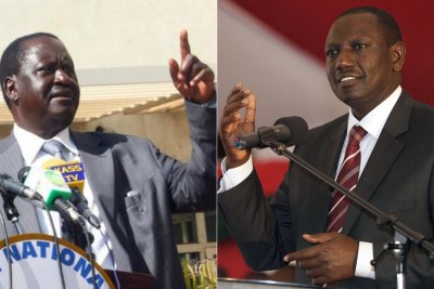 Left: Raila Odinga. Right: William Ruto.