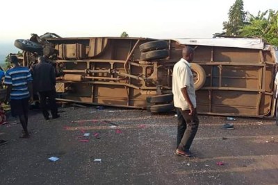 Kapchorwa bus accident scene.