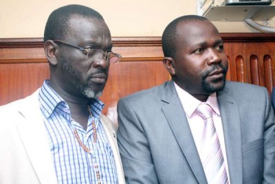 Caspal Obiero (left) and Michael Oyamo who are suspects in the murder of Sharon Otieno.