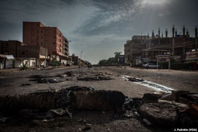 Roadblocks set up by protesters are seen in the Burri neighborhood to protest the June 2 massacre of at least 60 civilians, in Khartoum, Sudan.