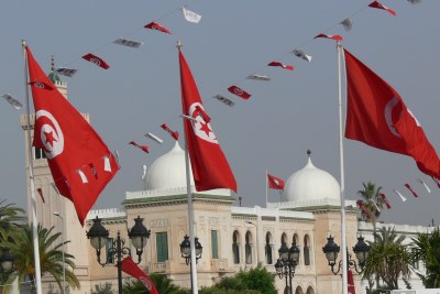 Government buildings in Tunis, the capital city of Tunisia.