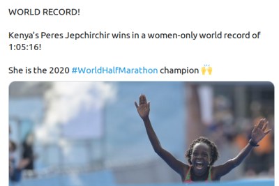 Kenya's Peres Jepchirchir wins in a women-only world record.