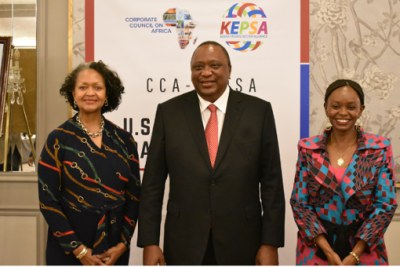 Left to Right: Florie Liser, CEO & President, CCA, HE Uhura Kenyatta, President of the Republic of Kenya, Carol Kariuki, CEO, Kenya Private Sector Alliance
