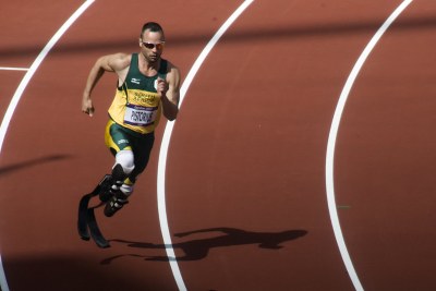 Oscar Pistorius in the first round of the 400m at the London 2012 Olympic Games (file photo).