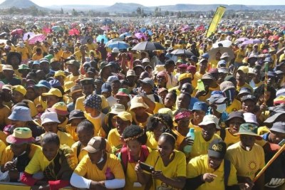 Supporters of the All Basotho Convention, one of the more popular parties contesting the 2022 polls.