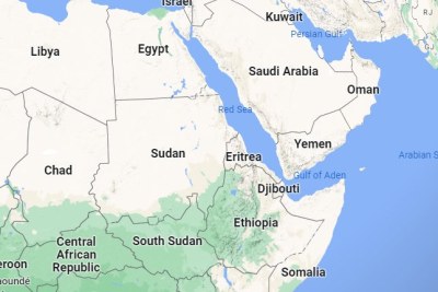 A map showing Sudan and its neighbouring countries.