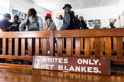 The first room in the Langa Dompas Museum in Cape Town is an old courtroom.