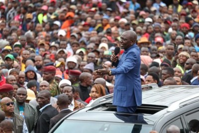 President William Ruto addressing the crowds (file photo).