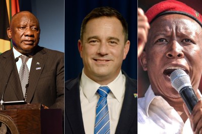 Meet South Africa's top presidential candidates; African National Congress' President Cyril Ramaphosa, Democratic Alliance's John Steenhuisen, and Economic Freedom Fighters' (EFF) Julius Malema.