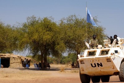 UN peacekeepers patrol the Abyei area (file photo).